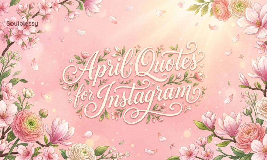 April Quotes for Instagram image with pastel spring flowers