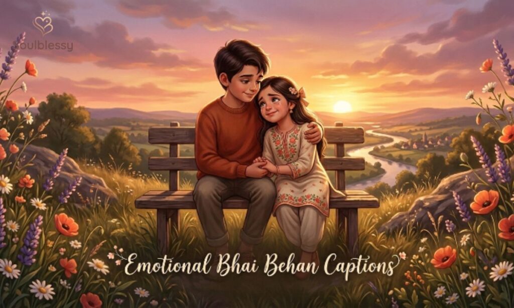 Emotional brother and sister bond at sunset