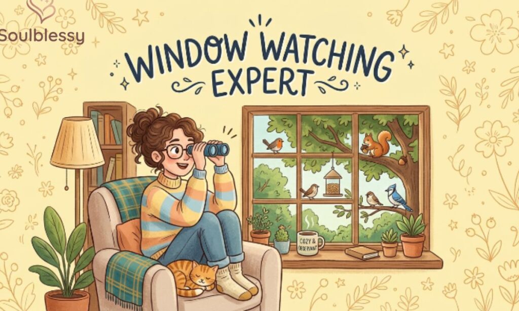Funny window captions image with playful window watching scene