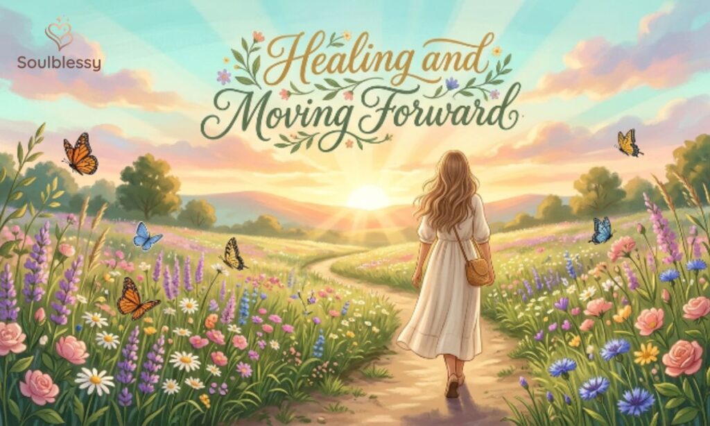 Healing and moving forward inspirational emotional recovery illustration