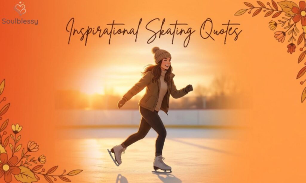 Skater gliding confidently on a rink representing inspirational skating quotes.