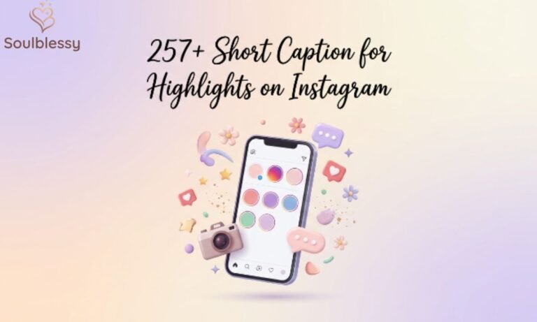 Short Caption for Highlights on Instagram feature image with smartphone and aesthetic highlight icons.