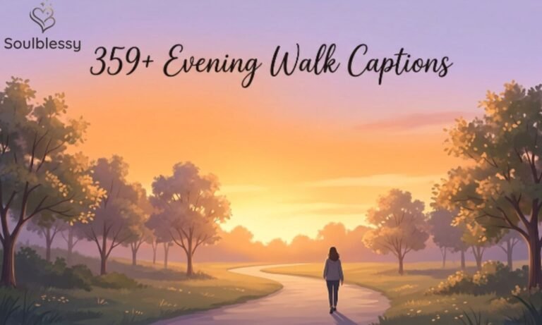 Beautiful evening walking path at sunset with a peaceful atmosphere and elegant title text.