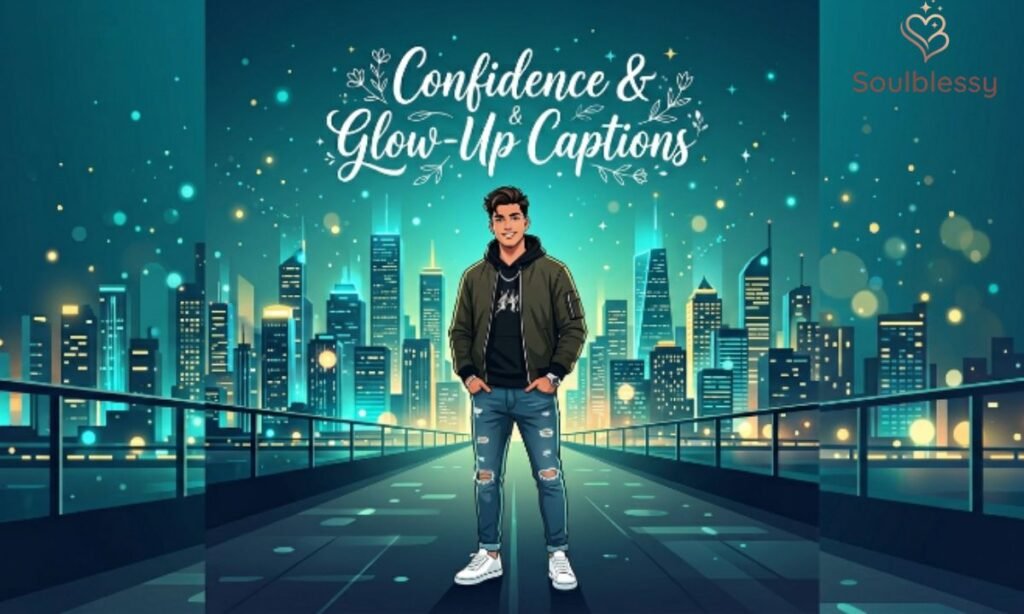 Confidence and glow up Polo G captions illustration.