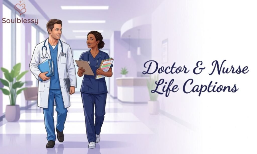 Doctor and nurse walking together inside modern hospital