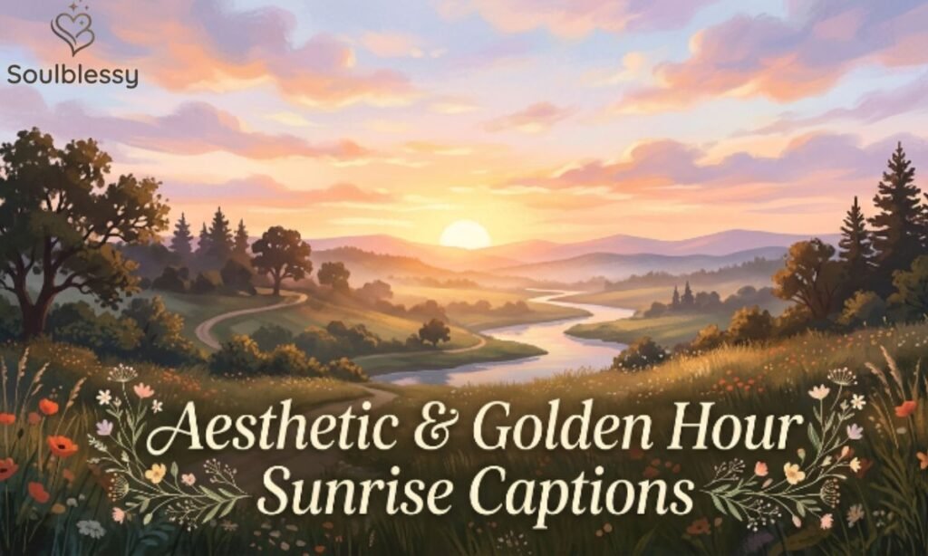Golden hour sunrise image with aesthetic pastel colors.
