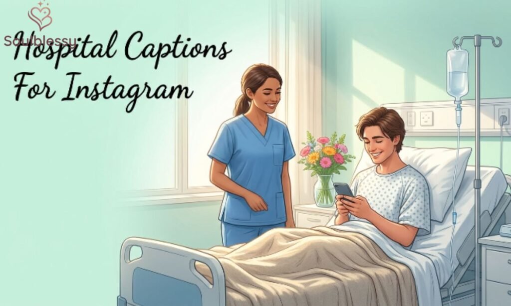 Patient using smartphone in hospital room with caring nurse