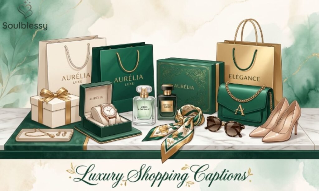 Luxury shopping haul image with premium fashion accessories and shopping bags.