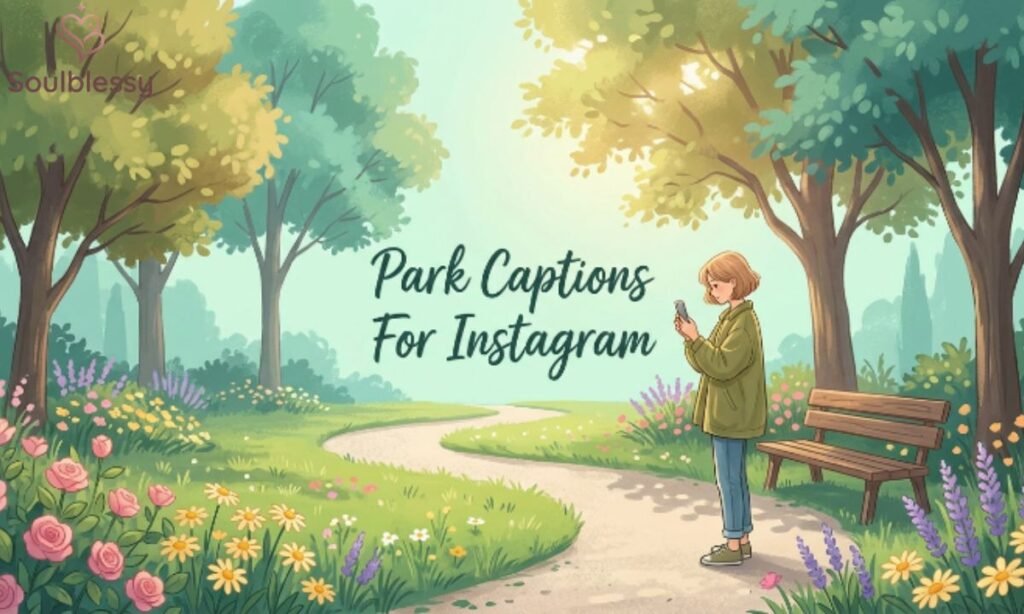 Beautiful public park with flowers and walking path for Instagram captions.