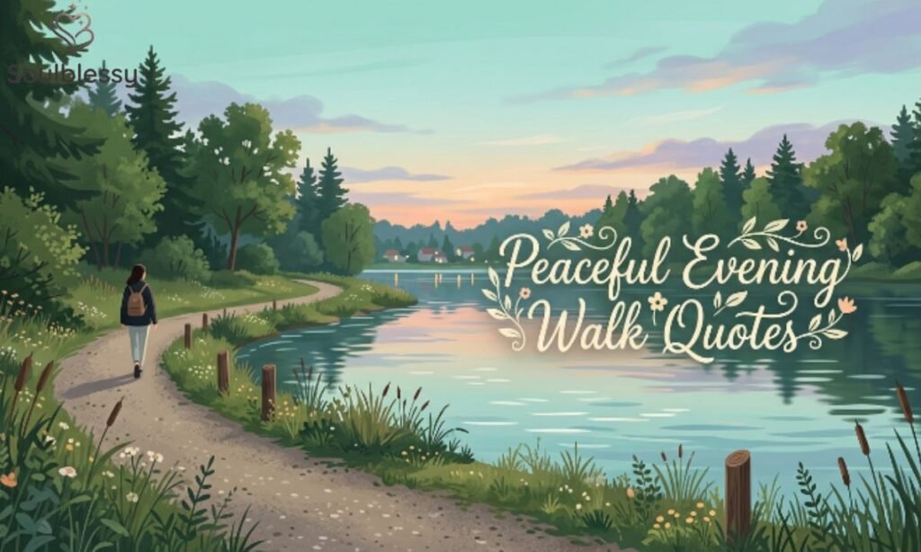Serene evening landscape with calming colors and peaceful walking atmosphere.
