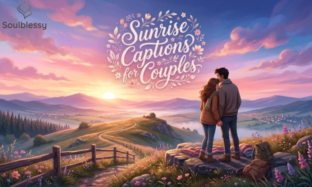 Romantic sunrise image for couples Instagram captions.
