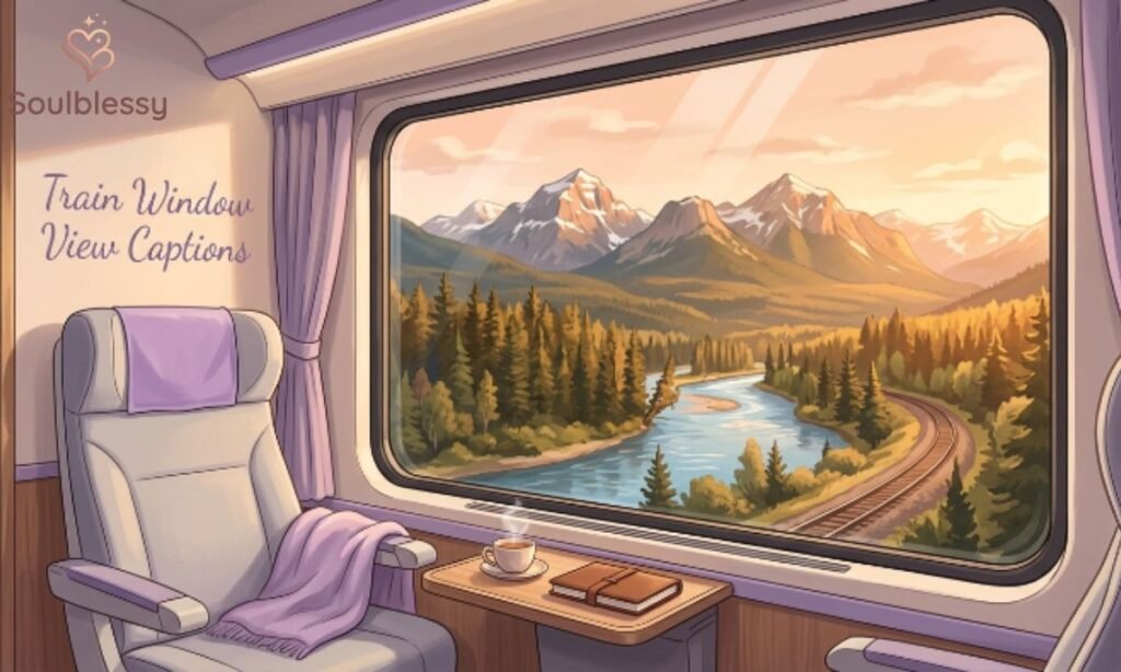 Beautiful train window overlooking mountains and rivers during a scenic railway journey.