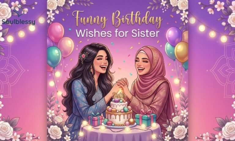 Funny birthday wishes for sister illustration with two happy sisters celebrating a birthday