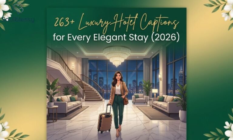 Luxury hotel lobby illustration with elegant travel vibes and luxury hotel captions title.