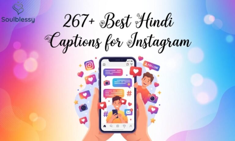 Best Hindi Captions for Instagram feature image with colorful social media theme