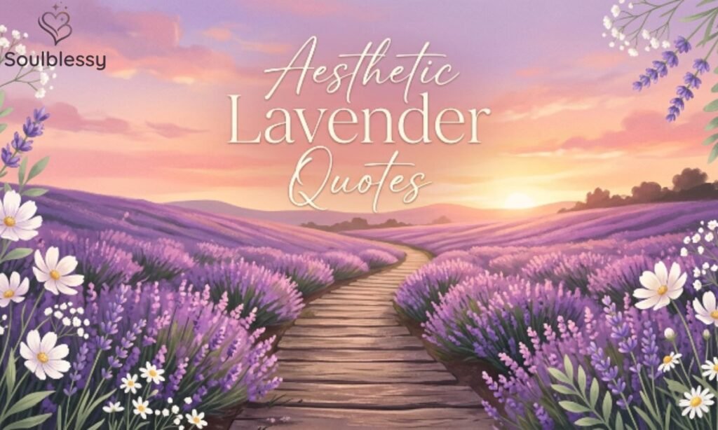 Lavender field at sunset with a wooden pathway.
