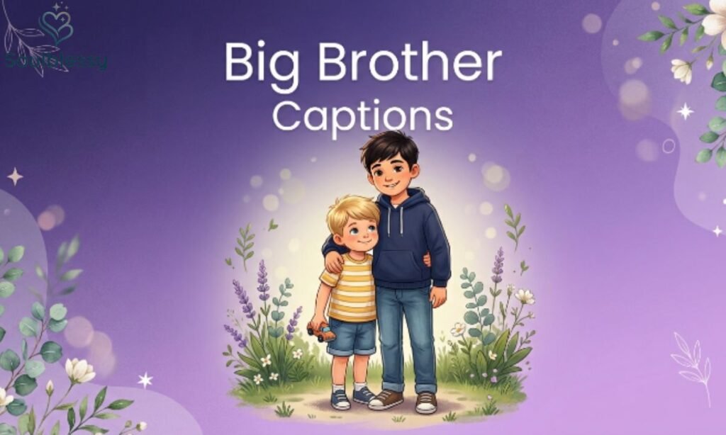 Big Brother Captions image showing an older brother protecting his younger sibling
