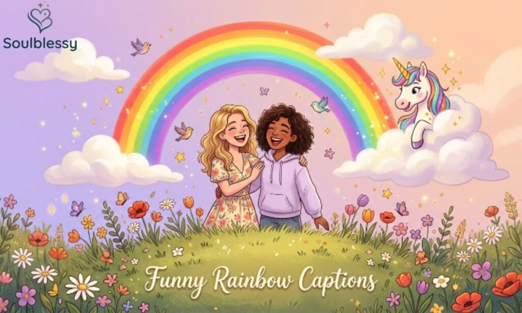 Funny Rainbow Captions colorful illustration
