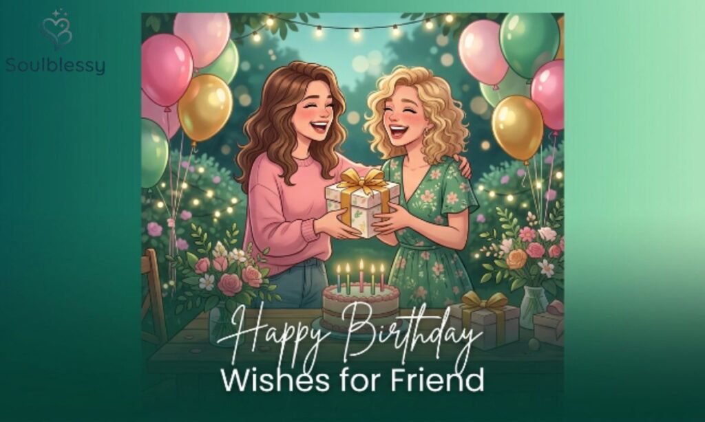 Friends celebrating birthday with gifts and cake
