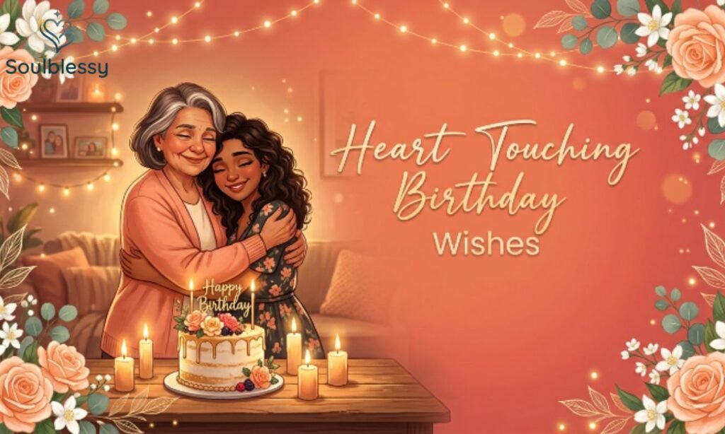 Heart Touching Birthday Wishes illustration showing an emotional birthday celebration.