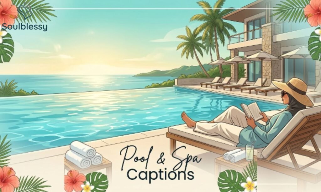 Luxury hotel infinity pool and spa illustration.