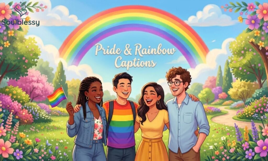 Pride and Rainbow Captions colorful illustration