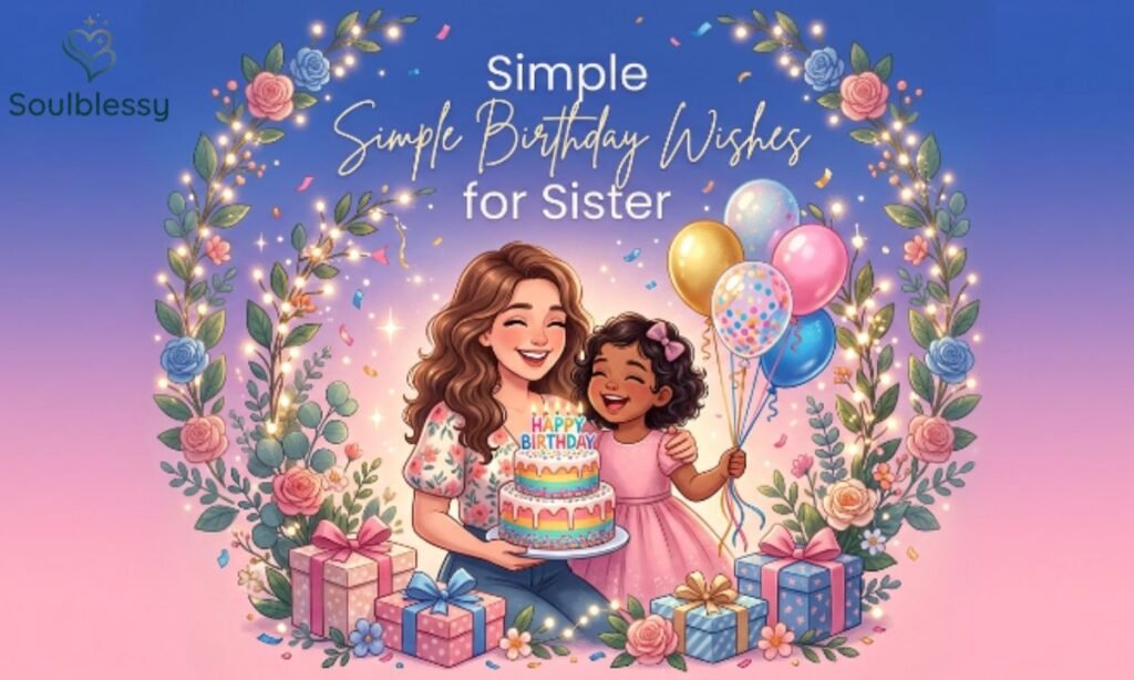 Simple birthday wishes for sister with birthday celebration illustration