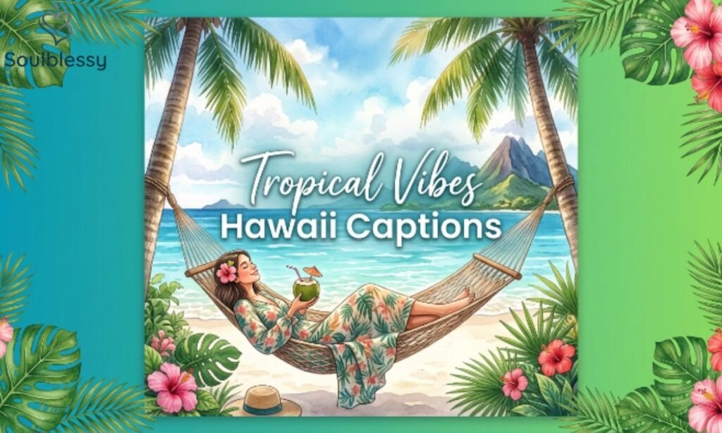 Tropical Hawaii scenery with palm trees, hammock, ocean, and vibrant island vibes.