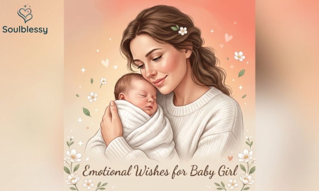 Emotional wishes for baby girl from mother with newborn daughter