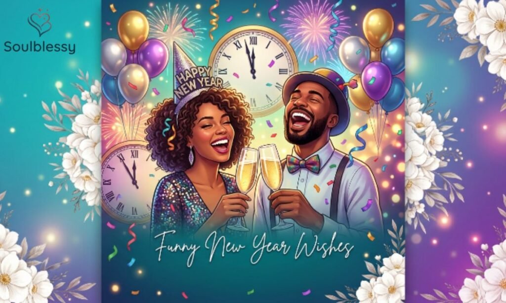 Funny New Year Wishes festive illustration