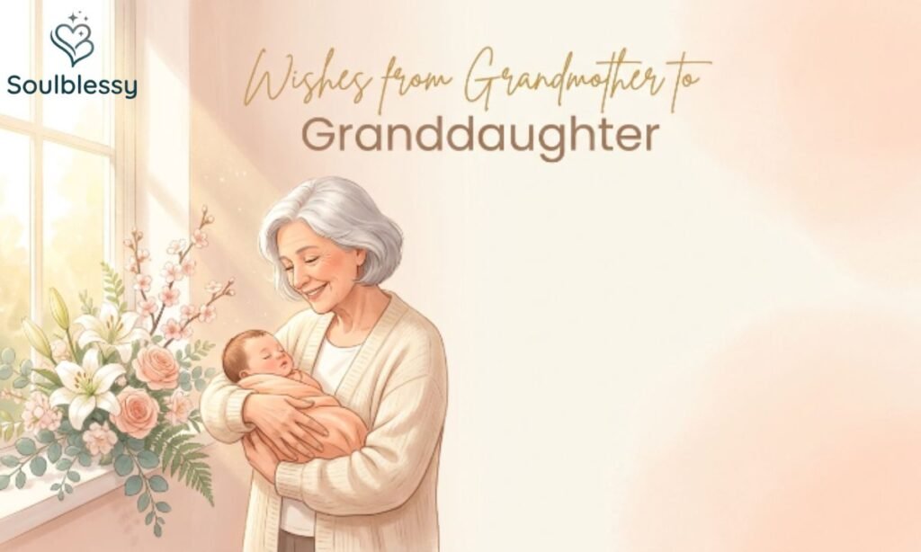 New Granddaughter Wishes from grandmother with a loving baby girl illustration