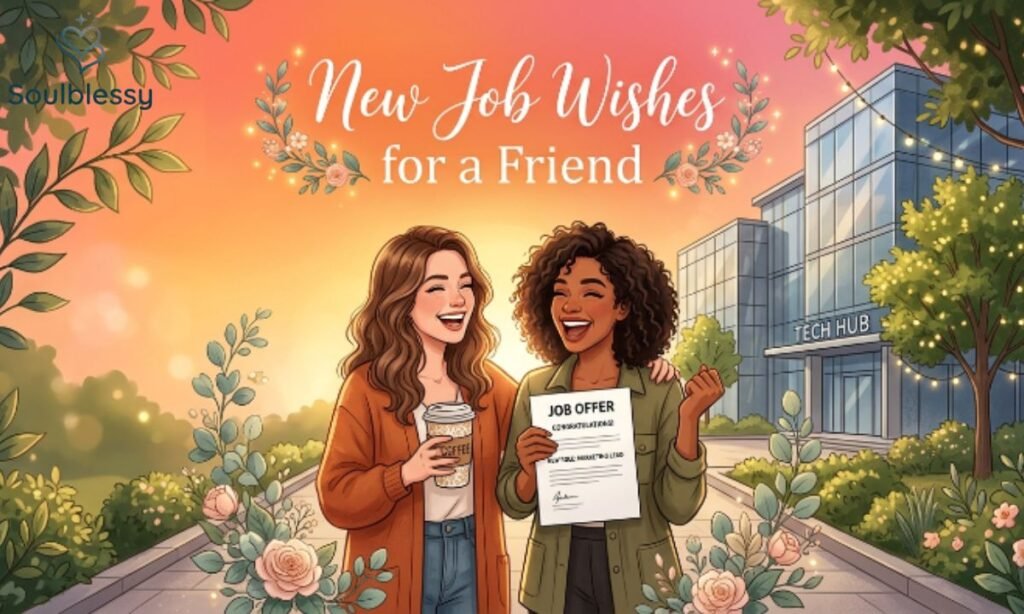 New Job Wishes for a Friend illustration celebrating a friend's career achievement
