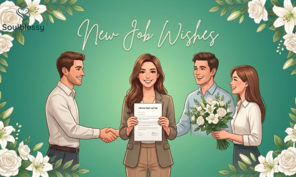 Best Wishes for a New Job with congratulations and career success illustration
