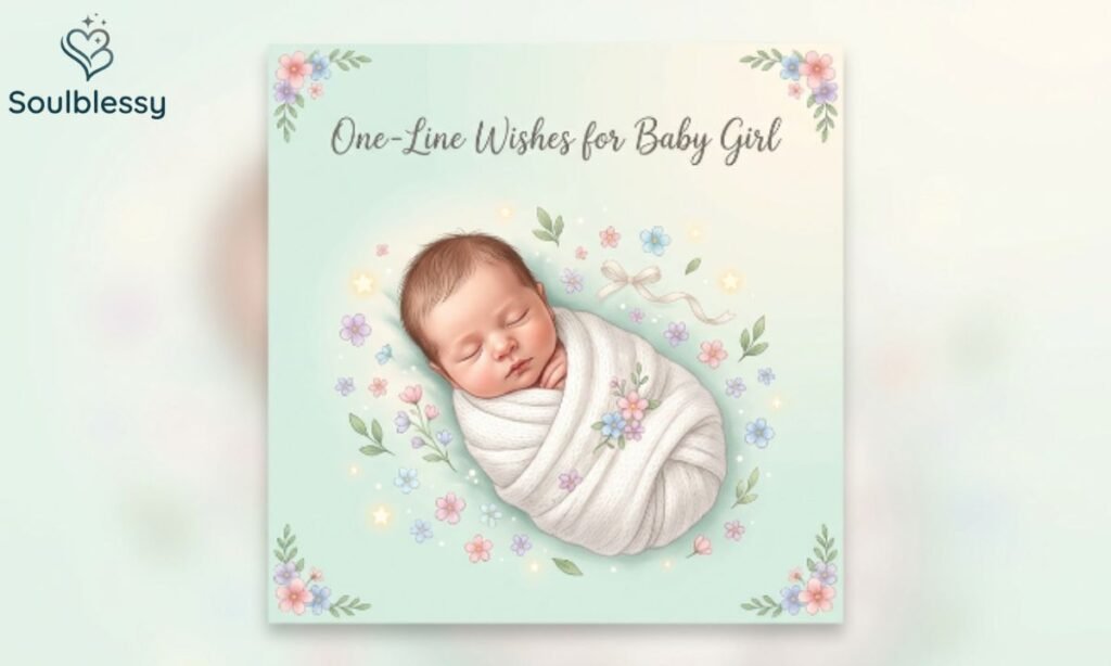 One-Line Wishes for Baby Girl with sweet newborn daughter theme